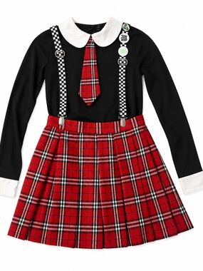 Spirit Girls Red Plaid Schoolgirl Halloween Costume Large